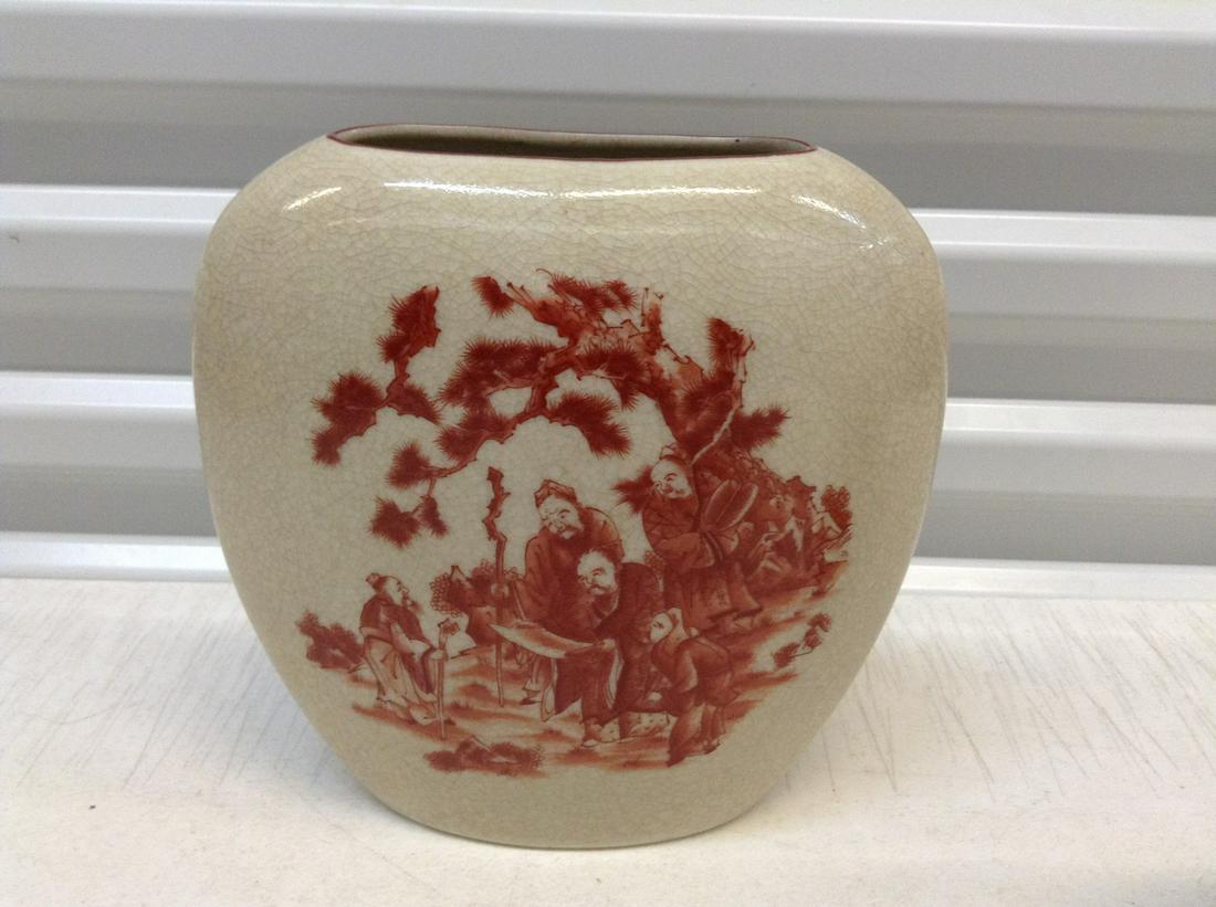 Antique Asian Painted Vase 9"x9" (1 of 1)