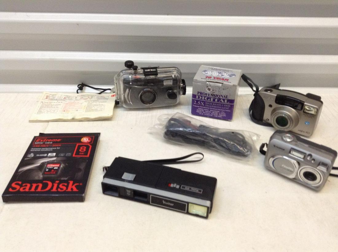 Large lot of Cameras, lens, new memory card (1 of 1)