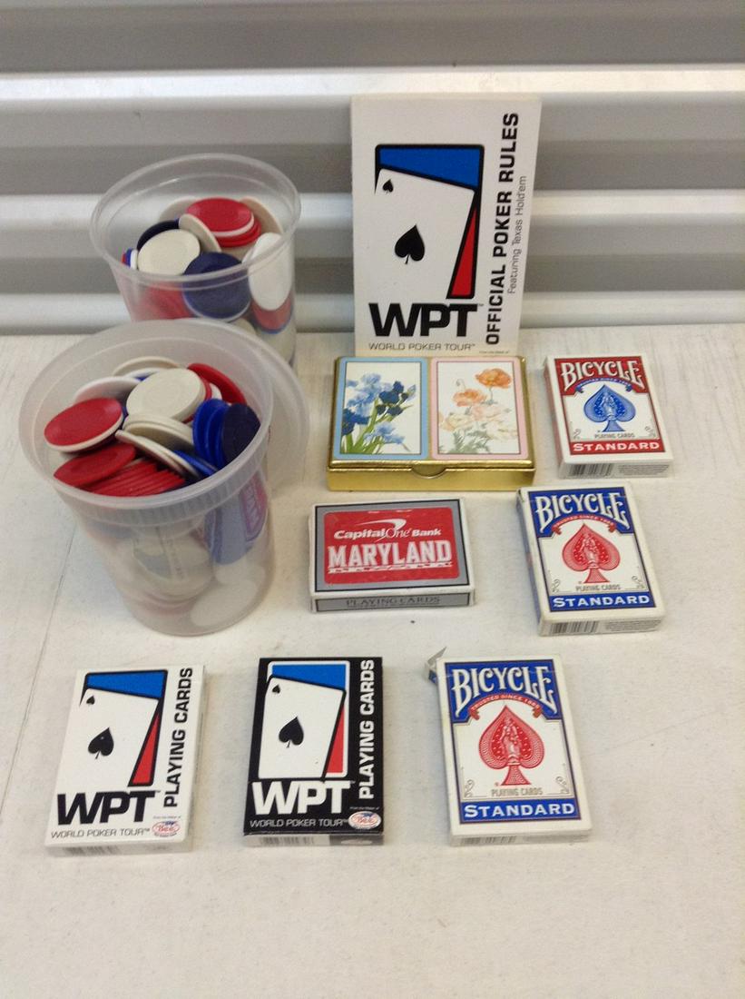 Large lot of WSOP and vintage Playing Cards, Books and: Large lot of WSOP and vintage Playing Cards, Books and poker chips