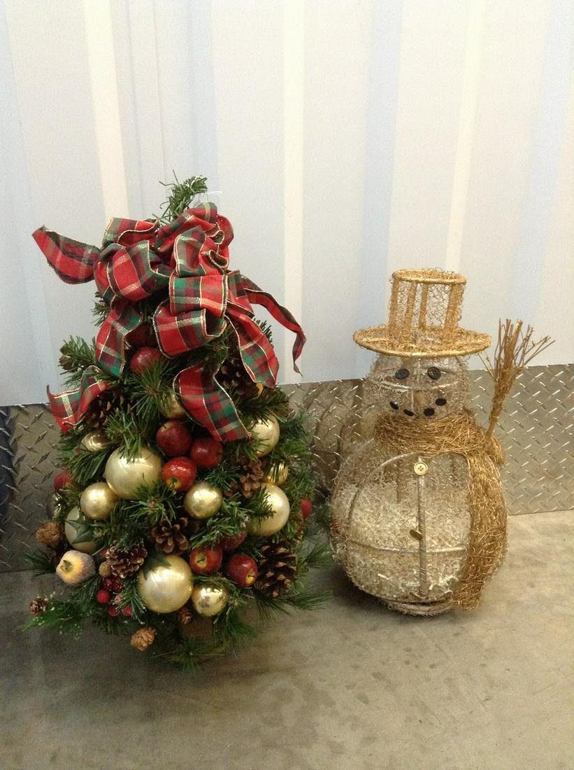 Wire Snowman and Topiary Christmas Tree Tallest 27" (1 of 1)
