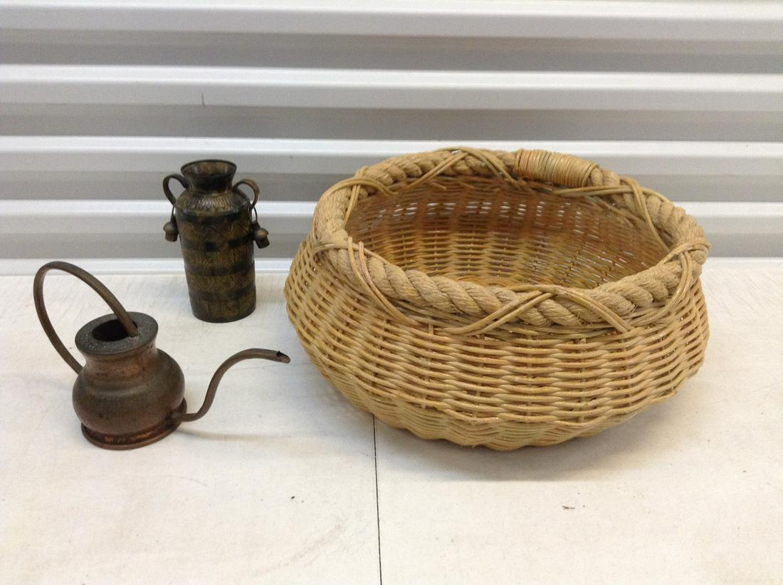 Copper Watering Can, Mediteranean Urn and Large Basket (1 of 1)