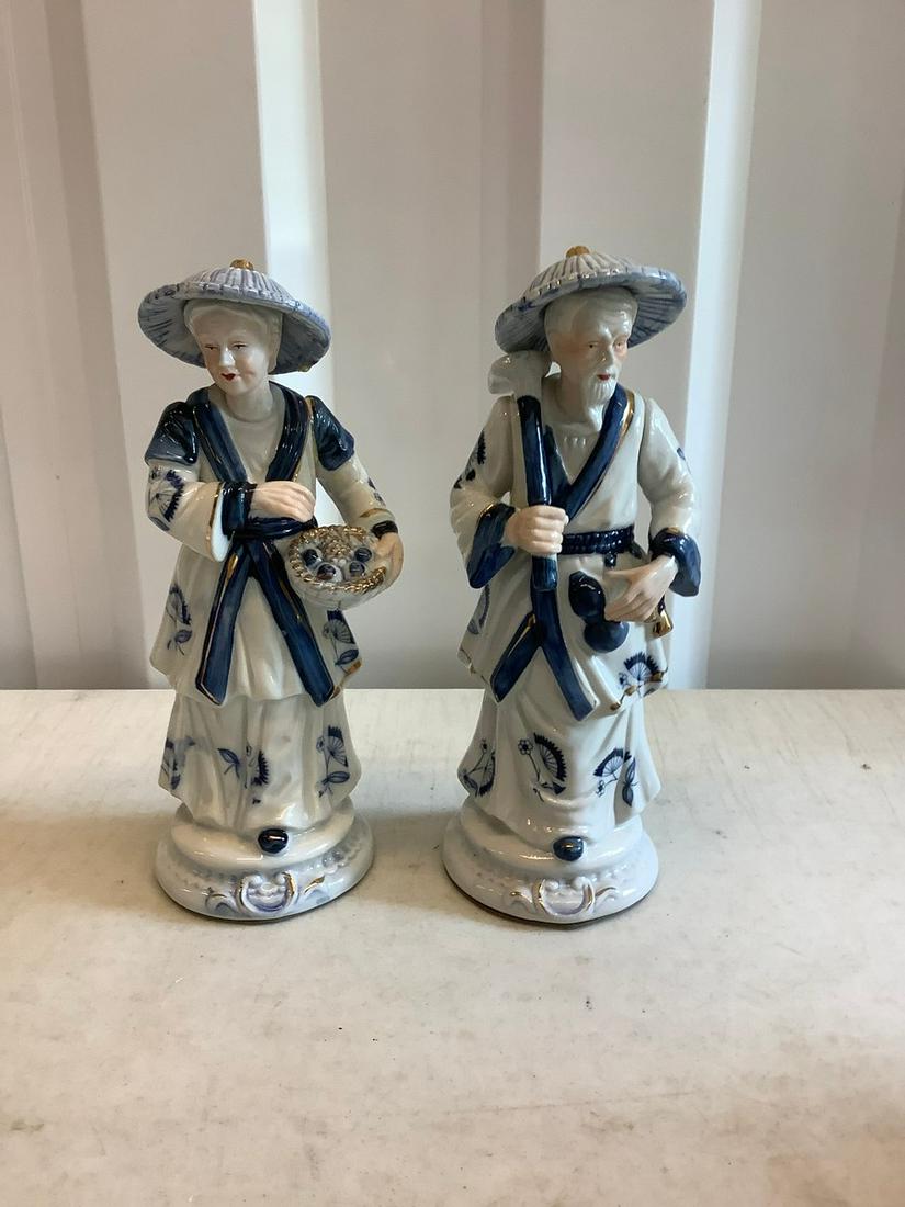 Pair of asian porcelain statues tallest 12 inches (1 of 1)