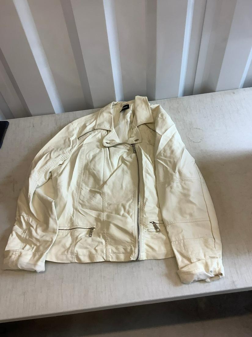 Joe Boxer white leather jacket XL (1 of 1)