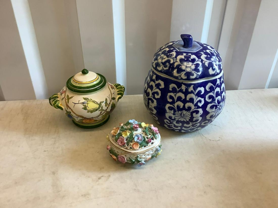 10 inch painted cookie jar, and other glassware (1 of 1)