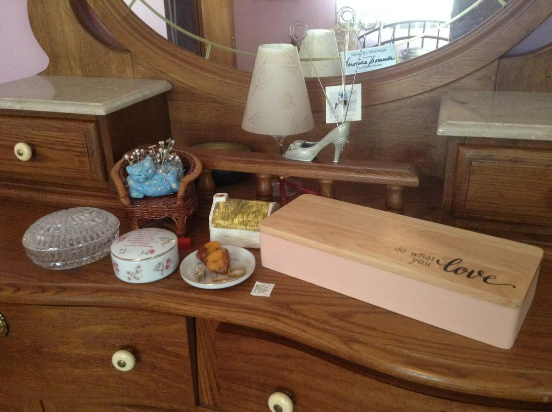 Contents of Dresser Bakelite? Earrings, Cat Pin Cusion, (1 of 1)