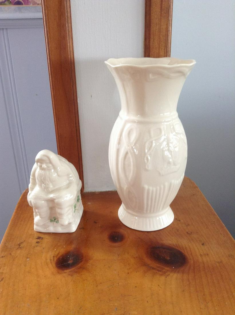 Belleek Santa 3.5" and Belleek vase with the box (1 of 1)