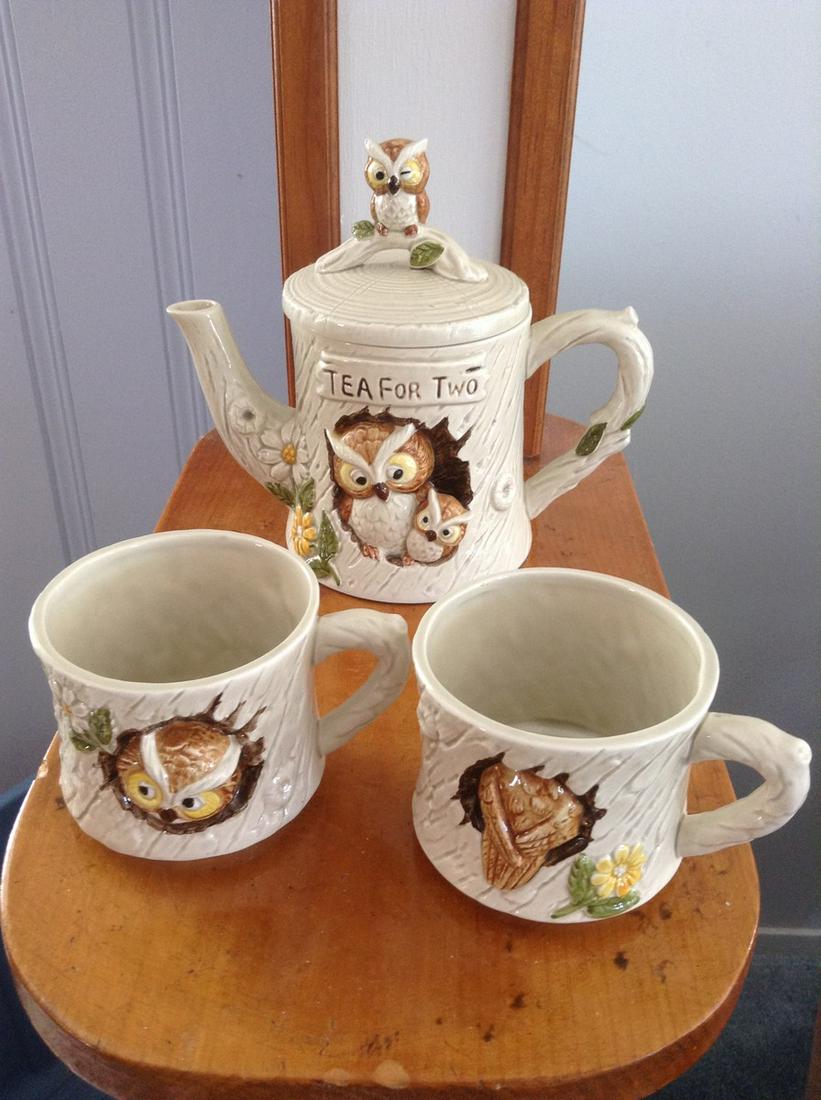 Vintage Owl Tea For Two Set  teapot 6.5" tall (1 of 1)