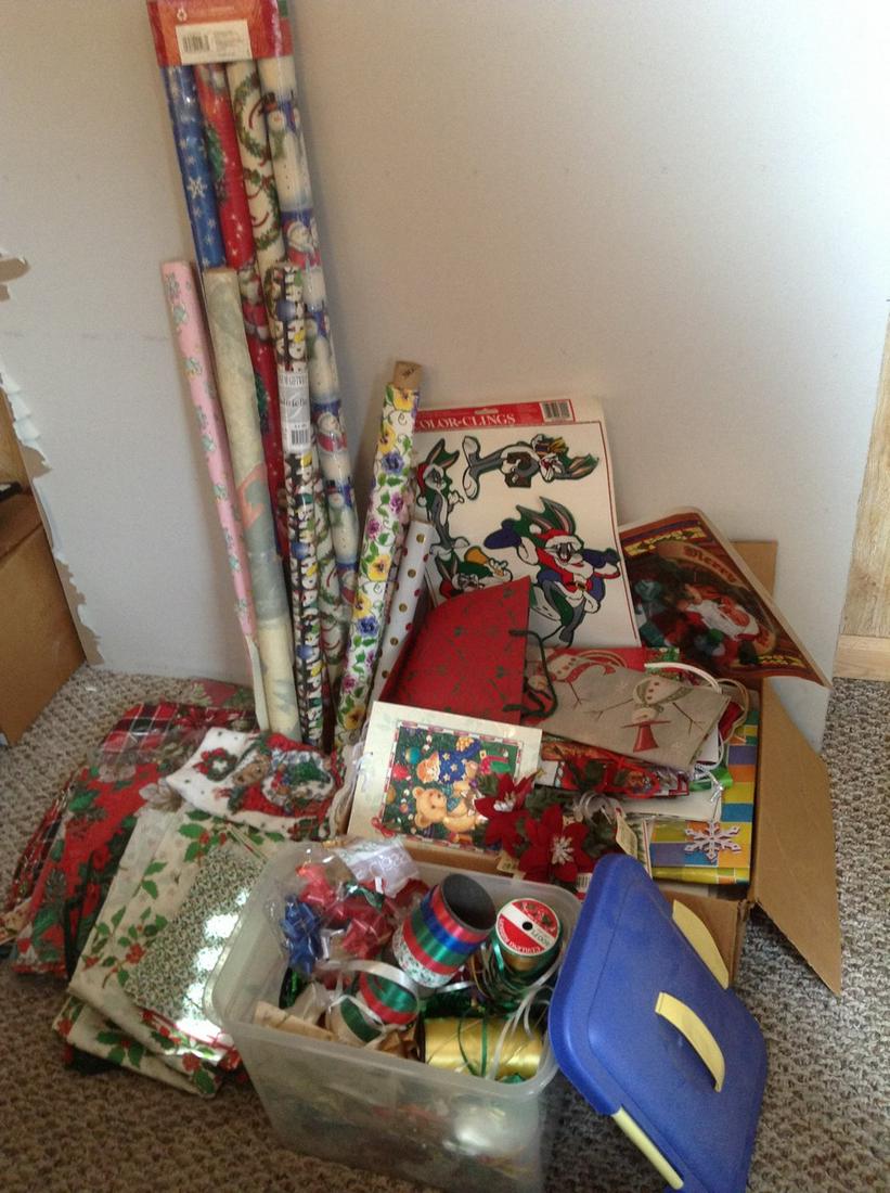 Huge lot of Vintage Wrapping Paper, Christmas Linens (1 of 1)
