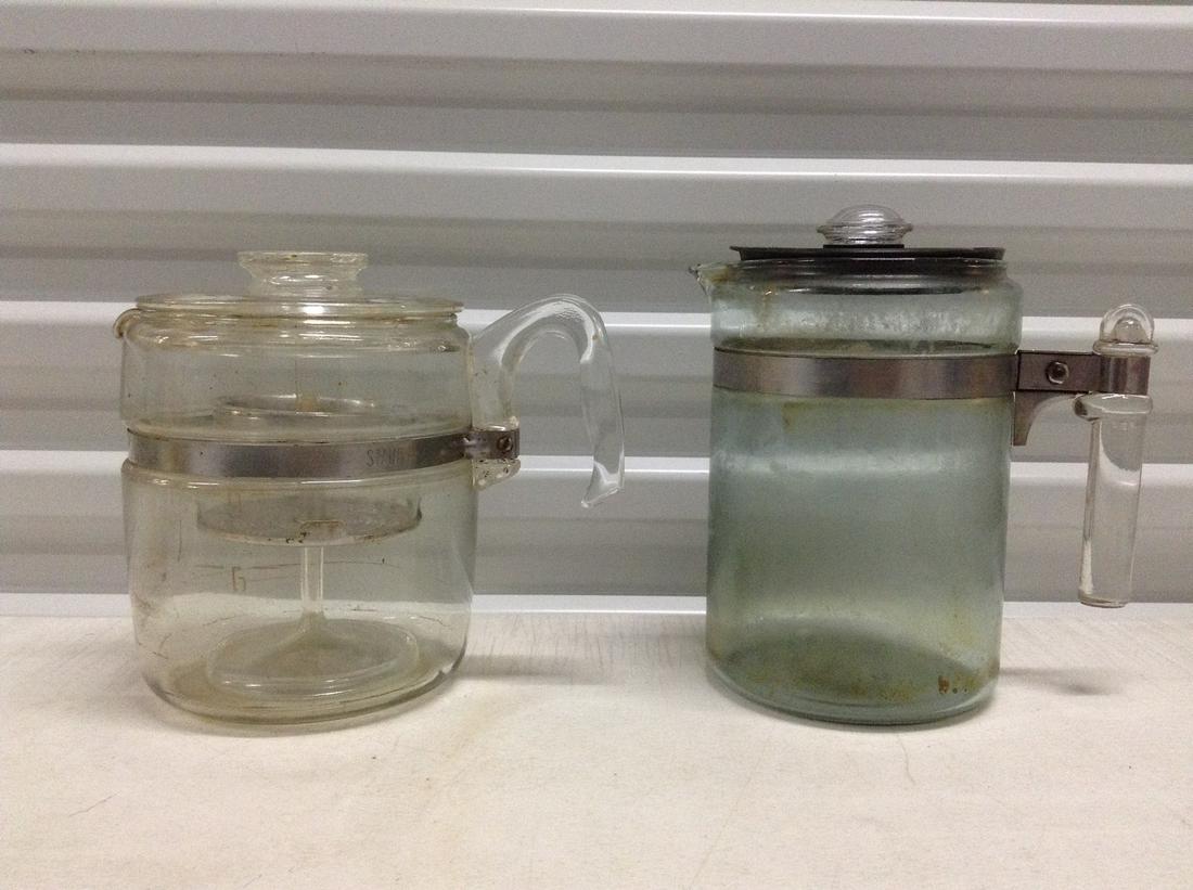 Two Vintage Pyrex Glass Coffee Pots (1 of 1)