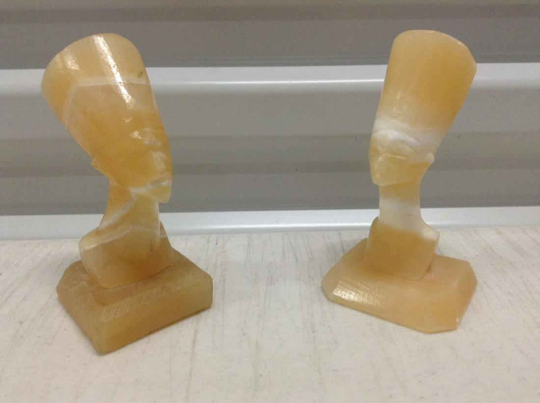 Pair of Alabaster Egyptian Busts 4.5" tall (1 of 1)