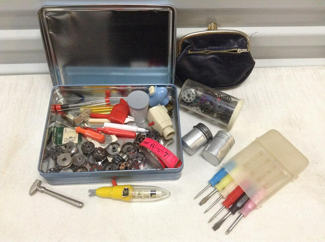 Large lot of Vintage Sewing machine parts, tools and (1 of 1)