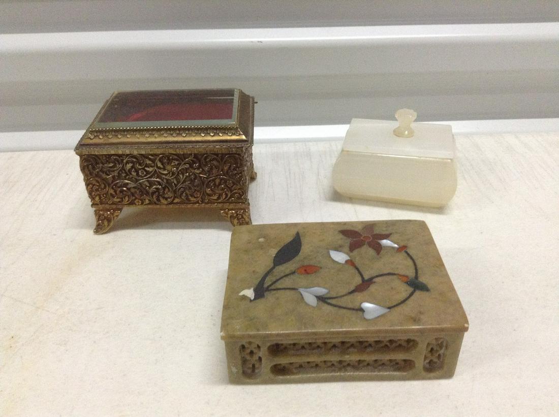 Alabaster, Stone and Metal & Glass Trinket Boxes (1 of 1)