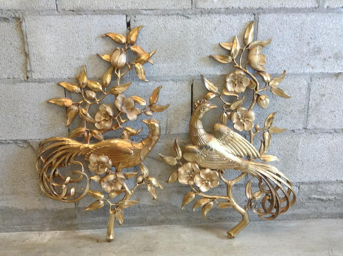 Pair of Mid Century Syroco Peacock Wall Hangings 29" (1 of 1)