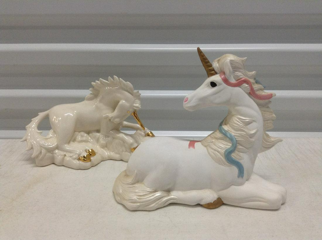 Two Unicorn Statues  largest 9" long (1 of 1)