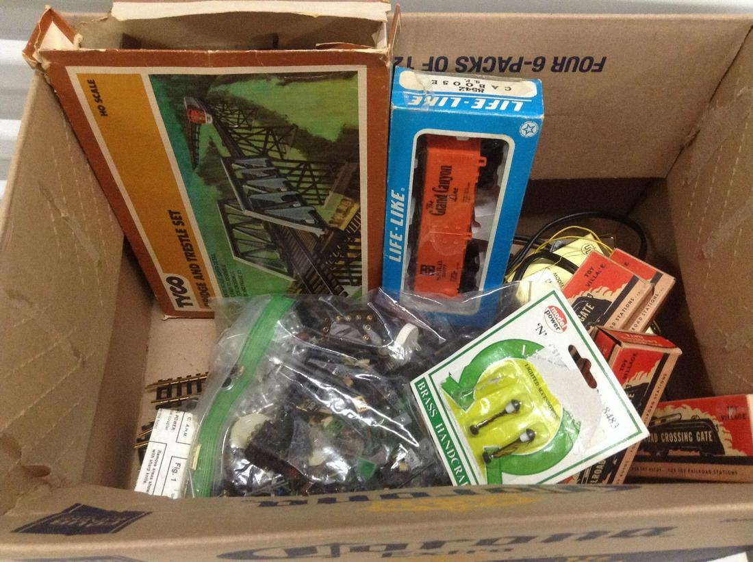 Box of Vintage Train Cars, Accessories, Tracks and (1 of 1)