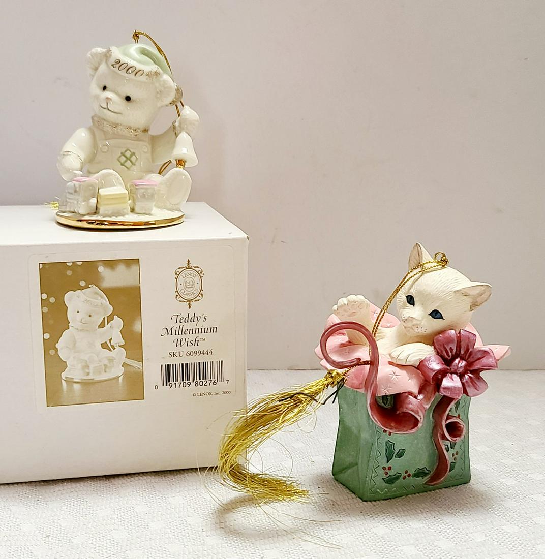 1998 Lenox Cat Ornament & Milennial Bear (1 of 1)