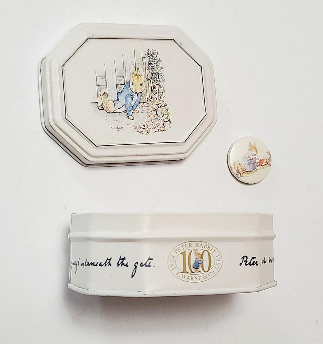 Beatrix Potter 1993 100th Anniversary Tin & Button: Beatrix Potter 1993 100th Anniversary Tin & Button