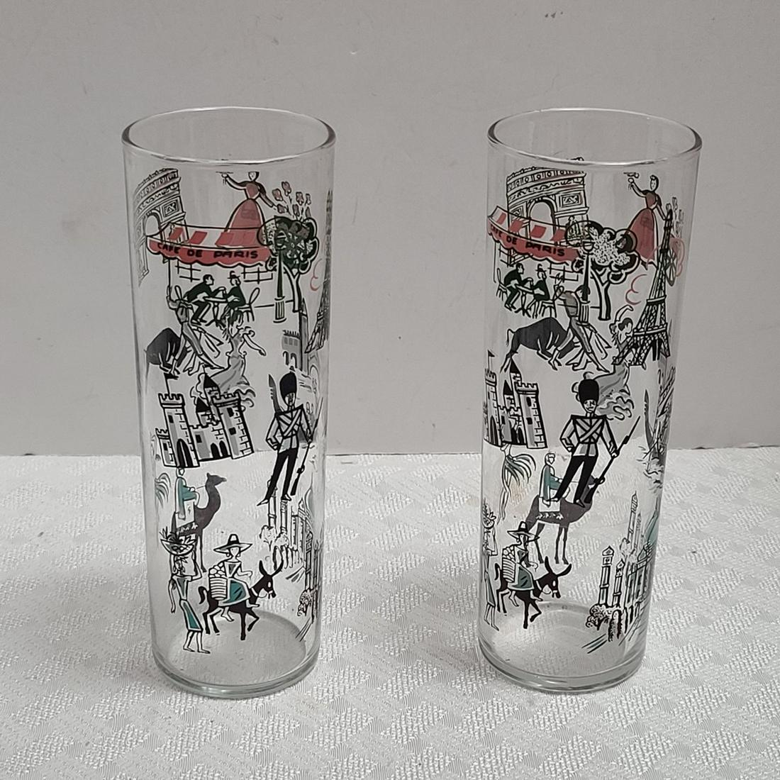 Vintage Europe Tour High Ball Glasses: Vintage Europe Tour High Ball Glasses