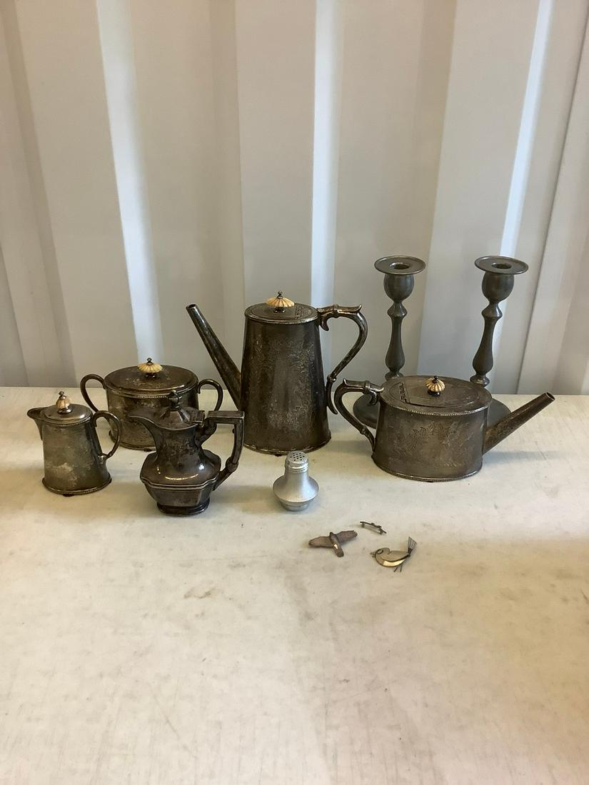 Lot of silver tea set and more silver items: Lot of silver tea set and more silver items