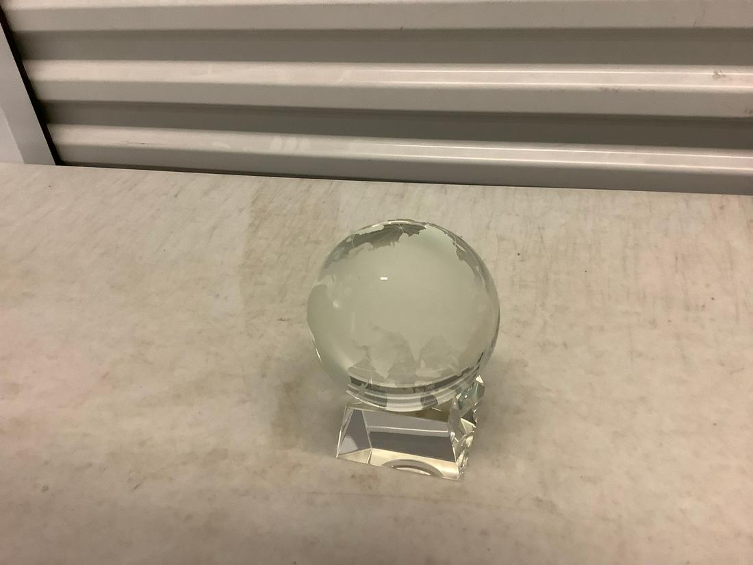 Large Etched Crystal/Globe on Stand (1 of 1)