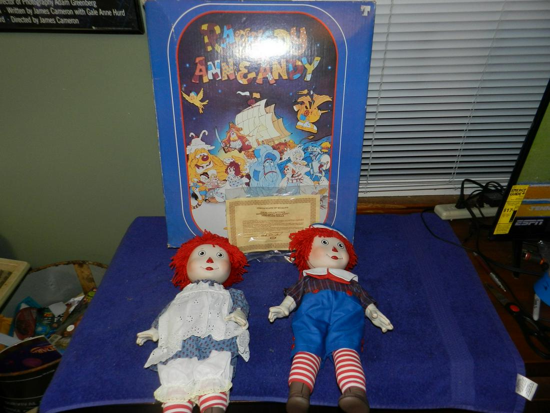 Vintage 1978 Ideal Raggedy Ann Andy Porcelain Dolls COA (1 of 1)