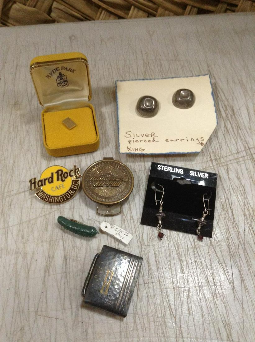 Sterling Silver Earrings, Heinz Pickle Pin, Bronze Belt (1 of 1)