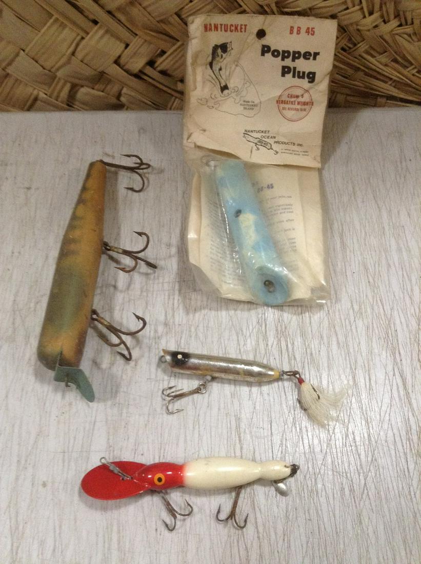 Lot of Vintage Wood and other fishing lures one NIP: Lot of Vintage Wood and other fishing lures one NIP