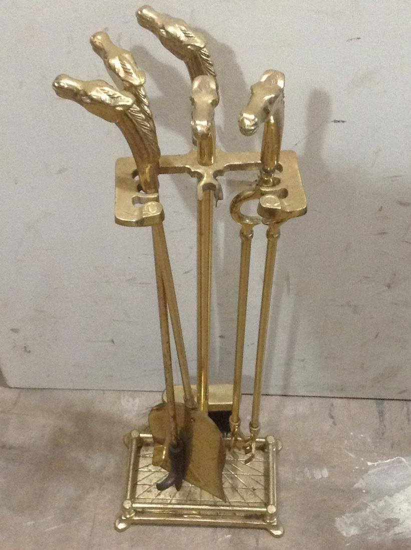 Brass Horsehead Fireplace Set (1 of 1)