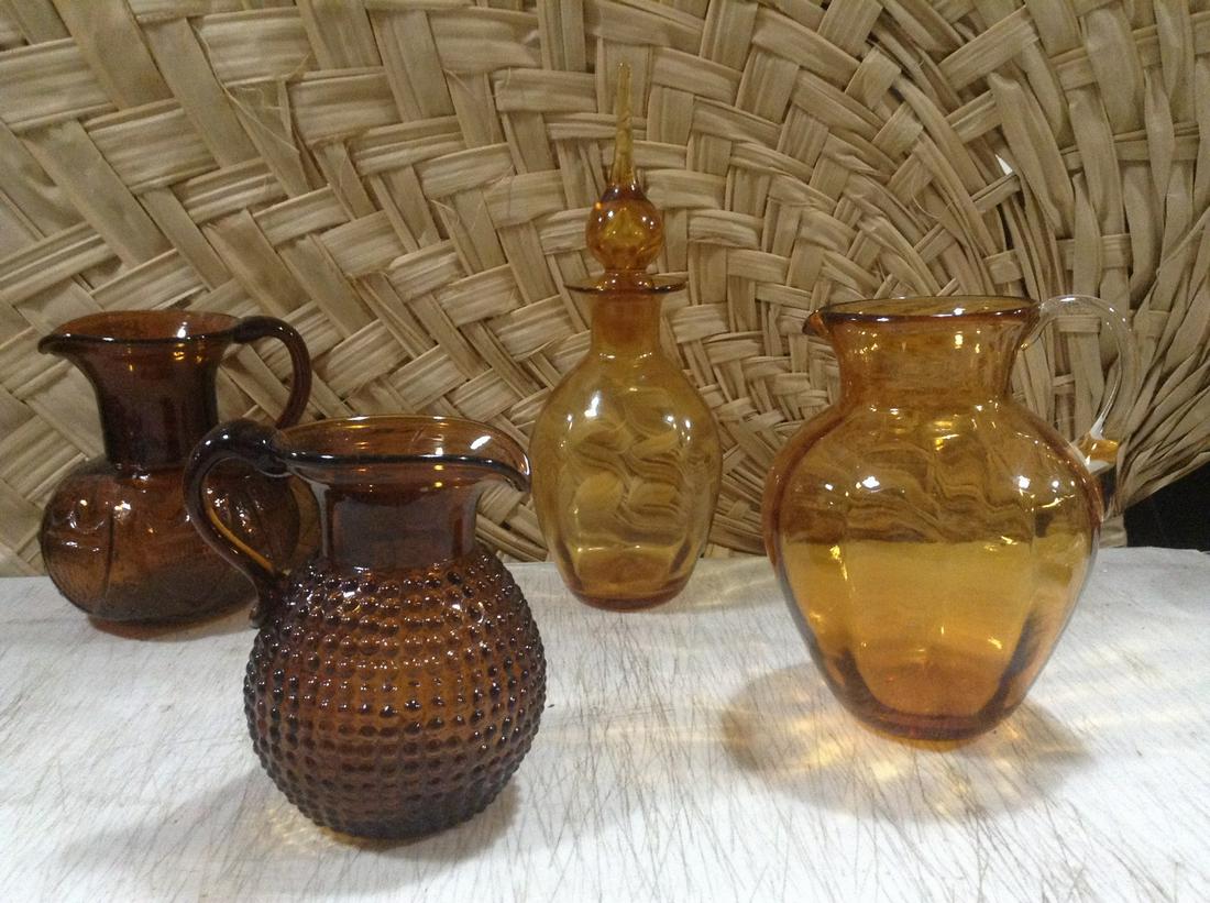 Vintage Handblown Amber Bottle with Stopper 10.5" and (1 of 1)