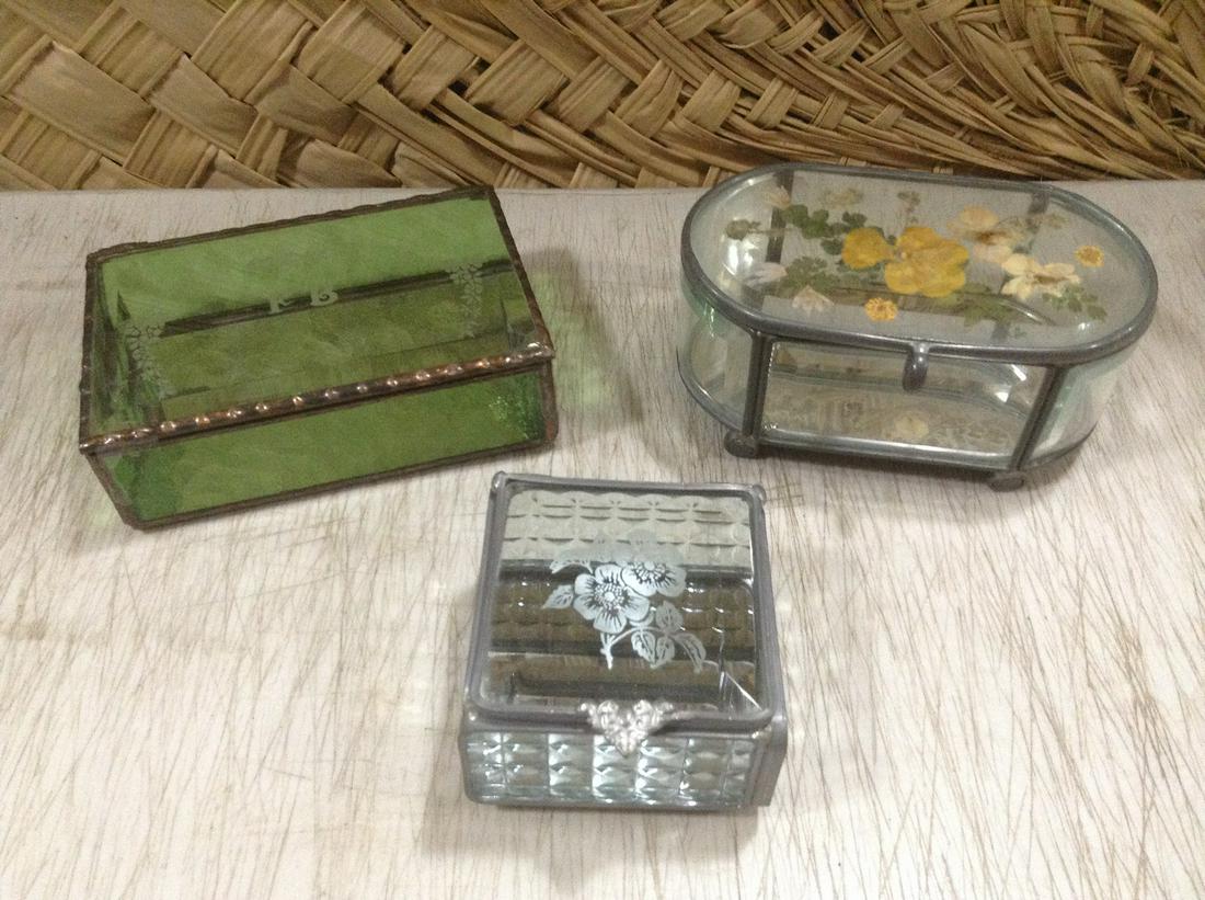 Three vintage Glass and metal jewelry boxes largest (1 of 1)