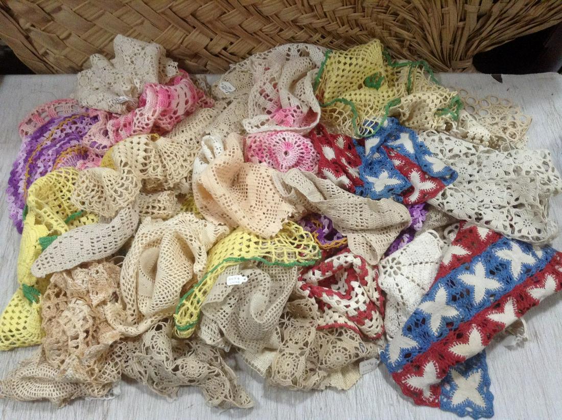 Large lot of hand crocheted vintage doilies (1 of 1)