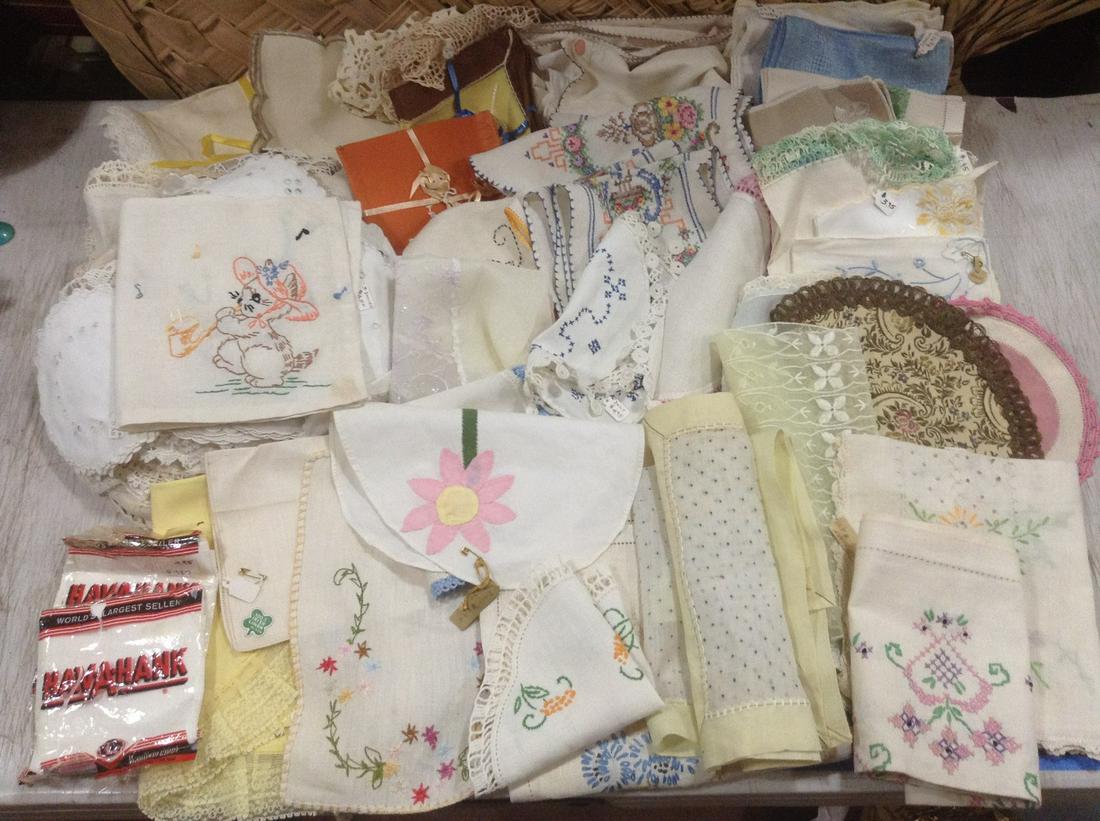 Large lot of Vintage Hankies, embroidery, napkin sets: Large lot of Vintage Hankies, embroidery, napkin sets and more