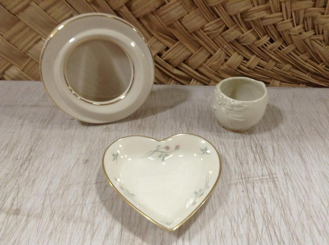 Lenox Heart dish, picture frame and votive: Lenox Heart dish, picture frame and votive
