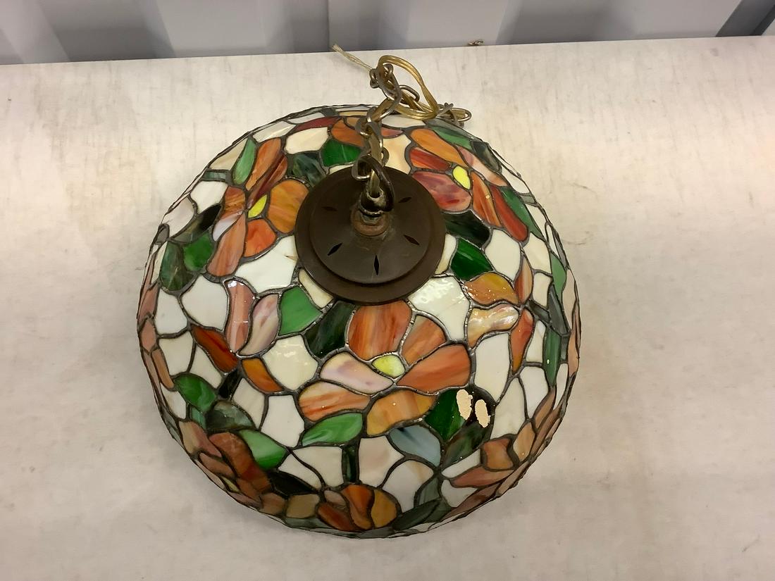 Painted Glass Hanging Lamp Shade (Slightly Damaged) (1 of 1)