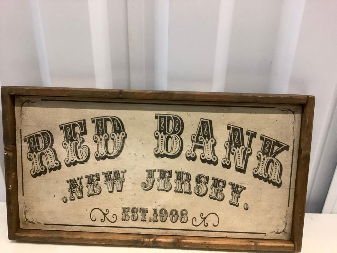 Wooden Red Bank Sign 26x14 (1 of 1)