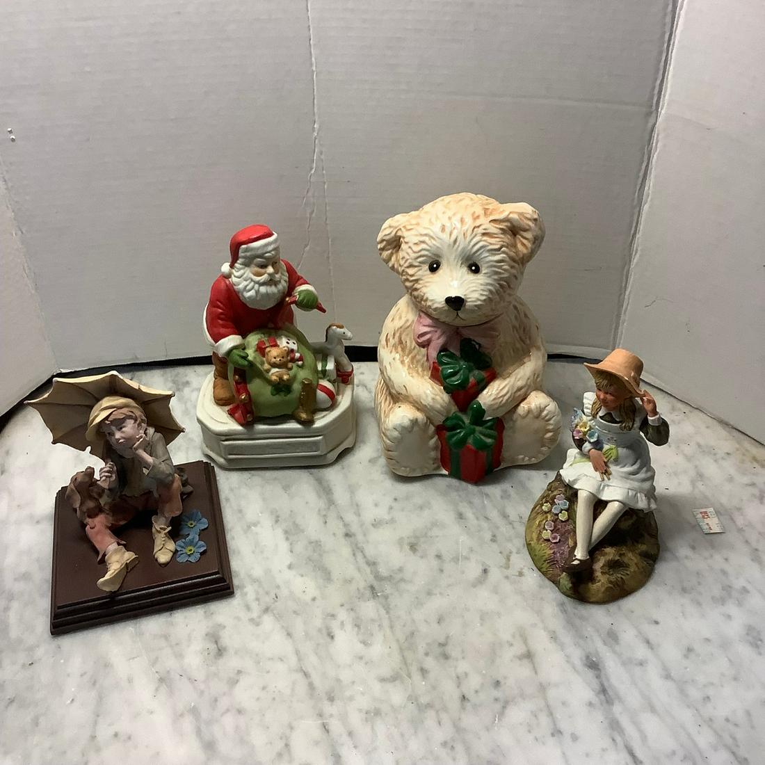Teddy Bear cookie jar santa music box and more tallest (1 of 1)
