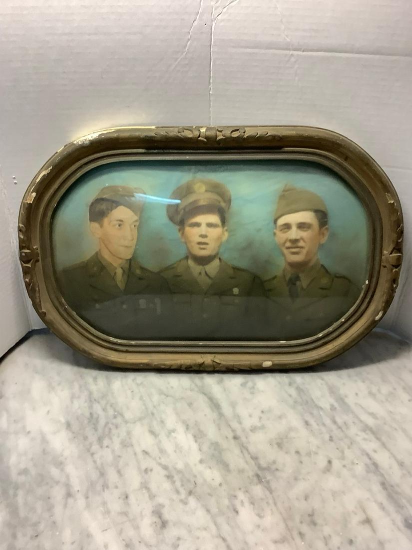 WW2 portrait 3 soldiers beveled glass frame 18x12 (1 of 1)