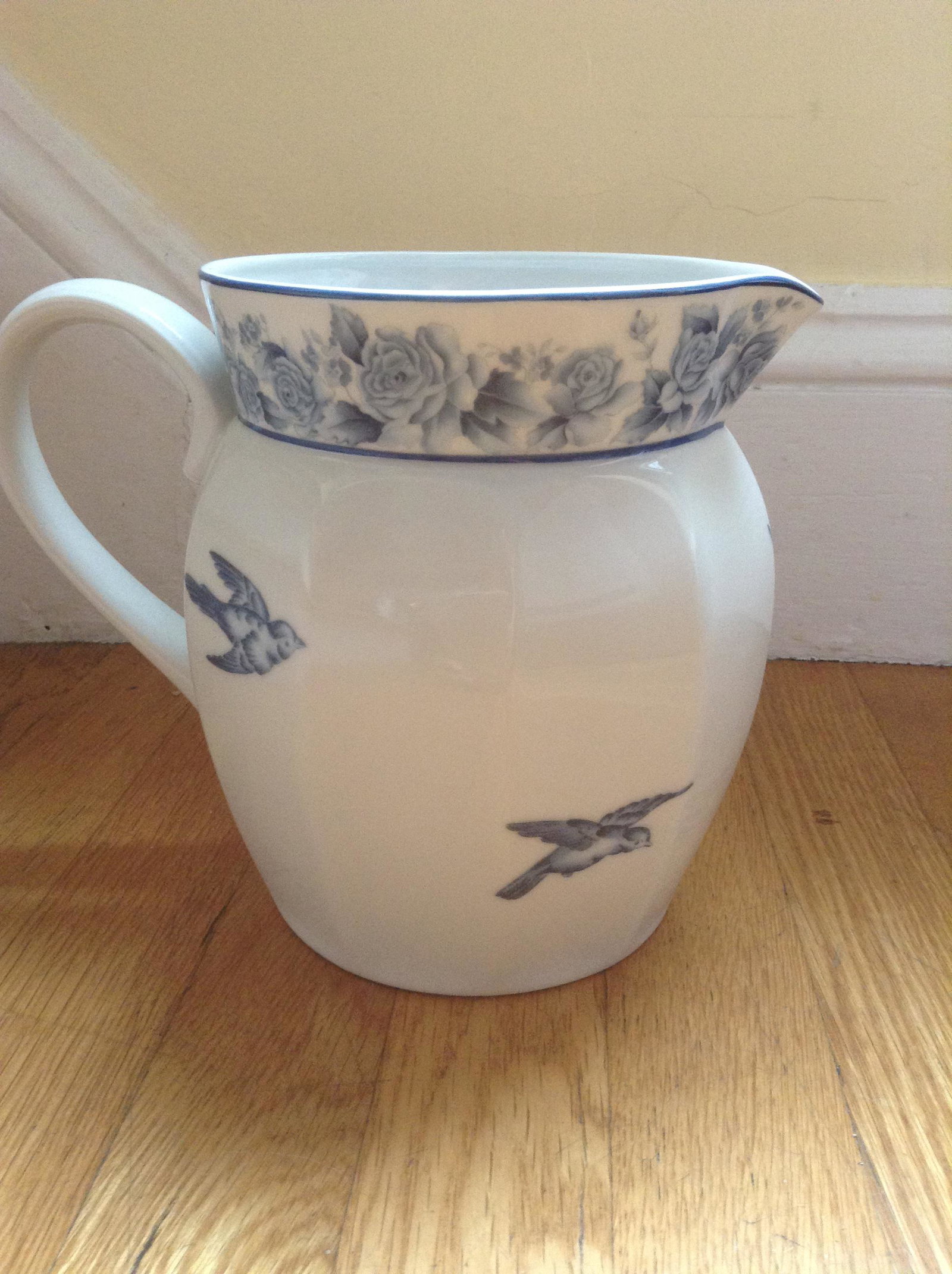 Blue Damask Arita Japan Pitcher 9.5" Wide (1 of 1)