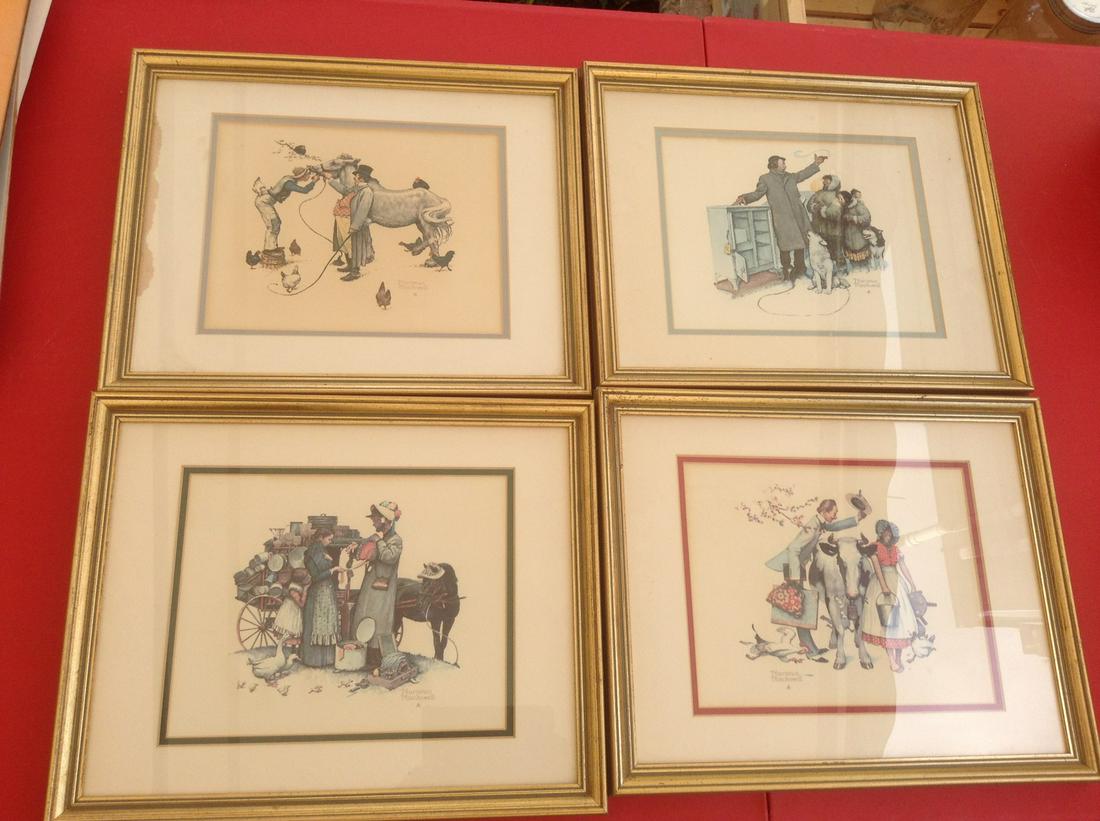 Four 3 Dimensional Signed Norman Rockwell Prints (1 of 1)