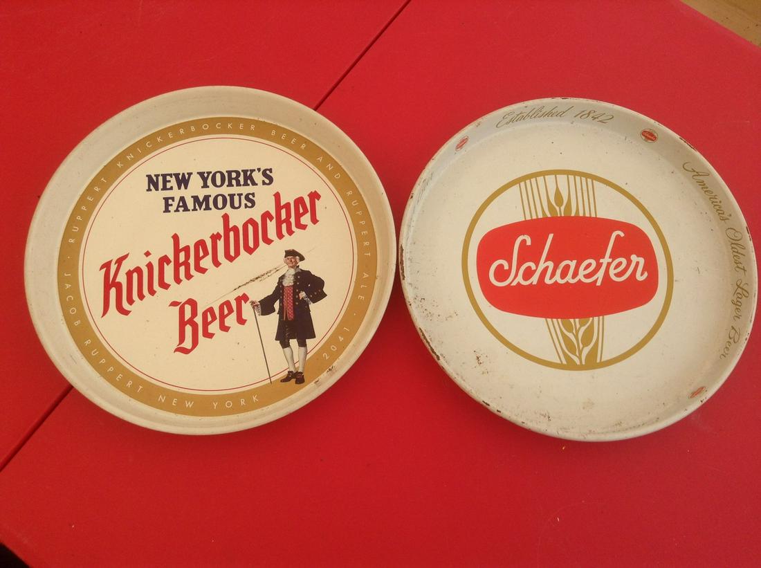 Knickerbocker and Schaefer Metal Beer Trays (1 of 1)