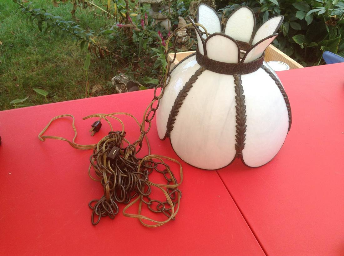 Vintage Hanging Lamp 13"x11" Plug marked Gilbert (1 of 1)