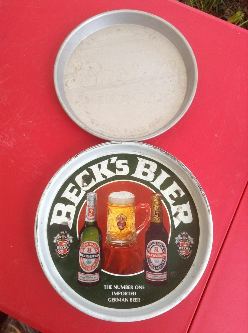 Breidt's and Becks Metal Beer Trays: Breidt's and Becks Metal Beer Trays