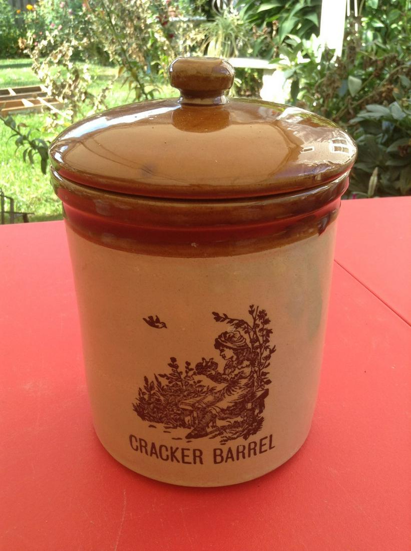 Cracker Barrel Stoneware Canister 9" (1 of 1)