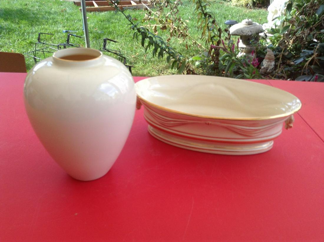 Lenox Vase and Large Gold Trimmed  bowl 12" (1 of 1)