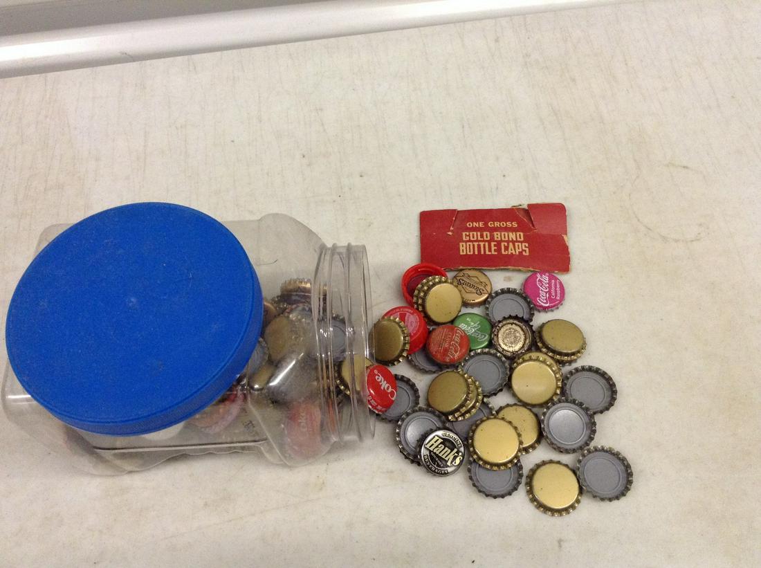 Jug of Vintage Bottle Caps: Jug of Vintage Bottle Caps