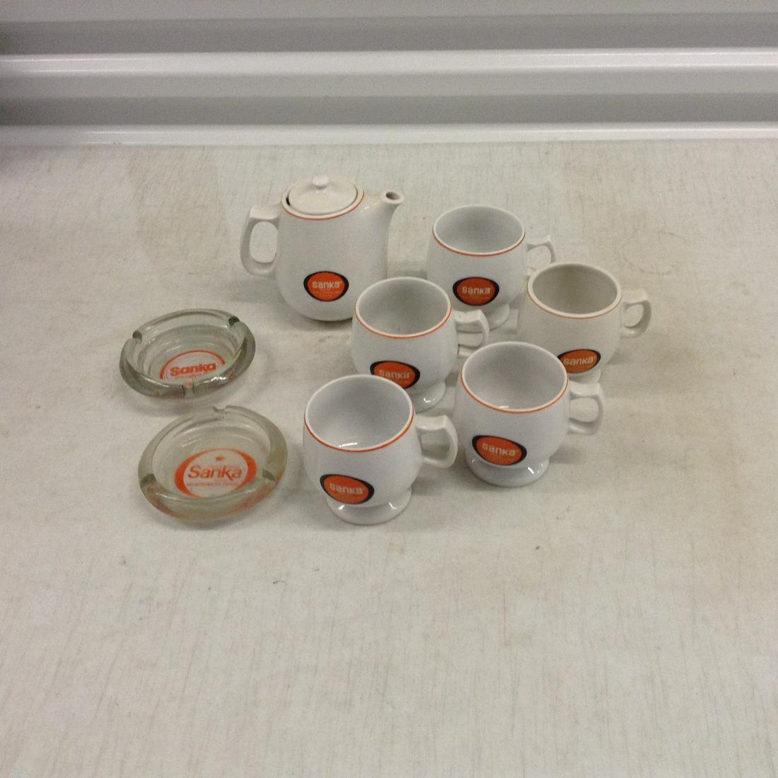 Collection of Sanka Coffee Pot, Mugs and Ashtrays (1 of 1)