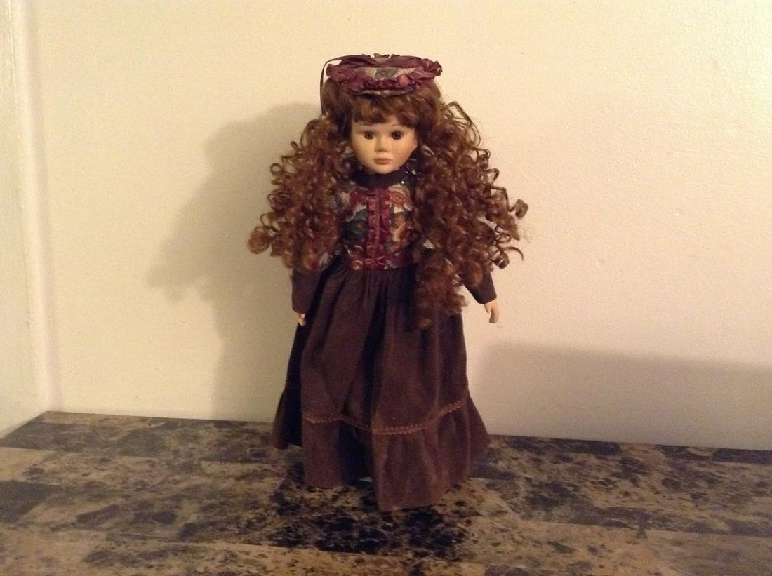 Vintage Porcelain Face Doll on Stand 16 in. (1 of 1)