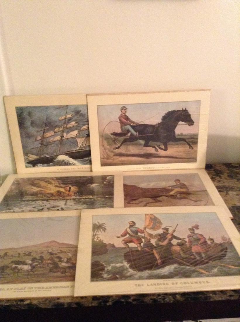 Lot of Reprints From Lithographs By Currier & Ives: Lot of Reprints From Lithographs By Currier & Ives 11x16