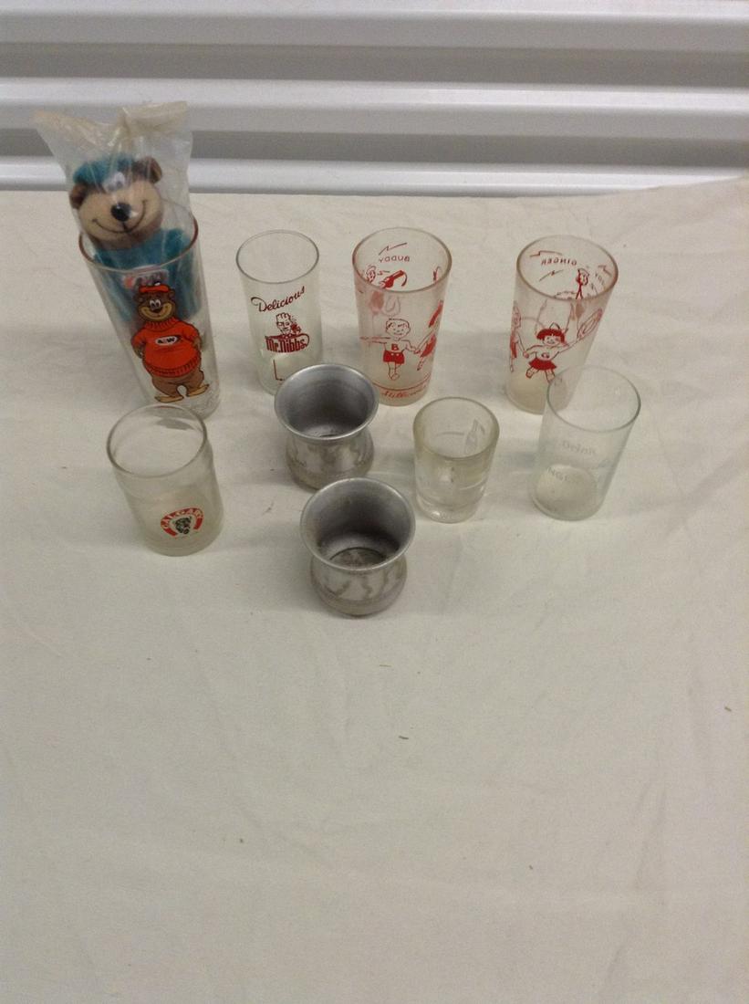 A&W root beer glass and bear and other vintage soda: A&W root beer glass and bear and other vintage soda glasses