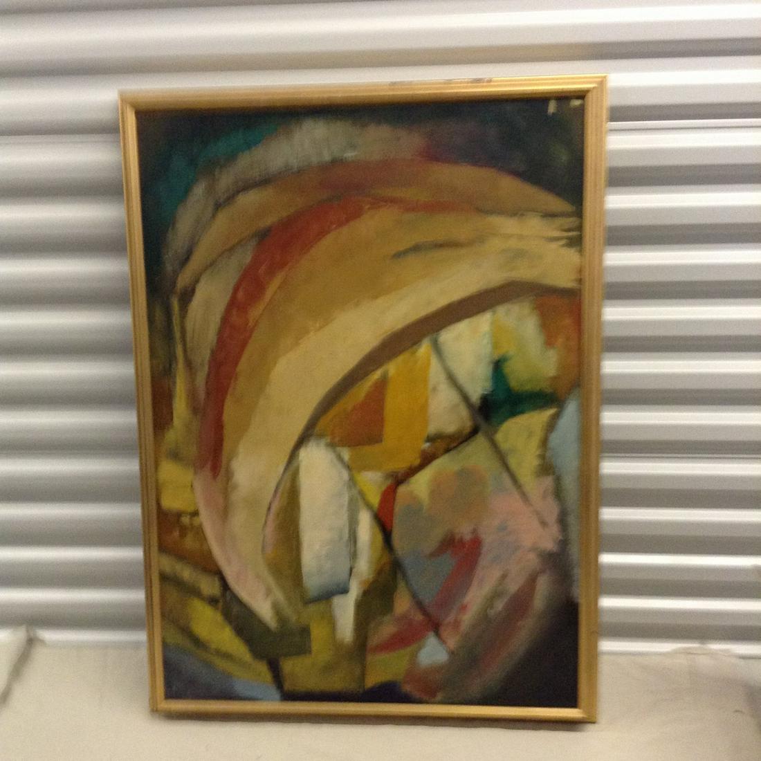 Original Oil on canvas Mid century cubist abstract (1 of 1)